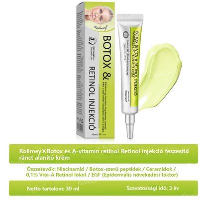 💫🪄🌟Magyarországon készült, közvetlenül Magyarországról szállítjuk 💫Rolimey® Botox és Retinol Szérum – Emeli és feszesíti a bőrt, csökkenti a ráncokat – Az akció utolsó napja, 70% KEDVEZMÉNY az egész üzletben