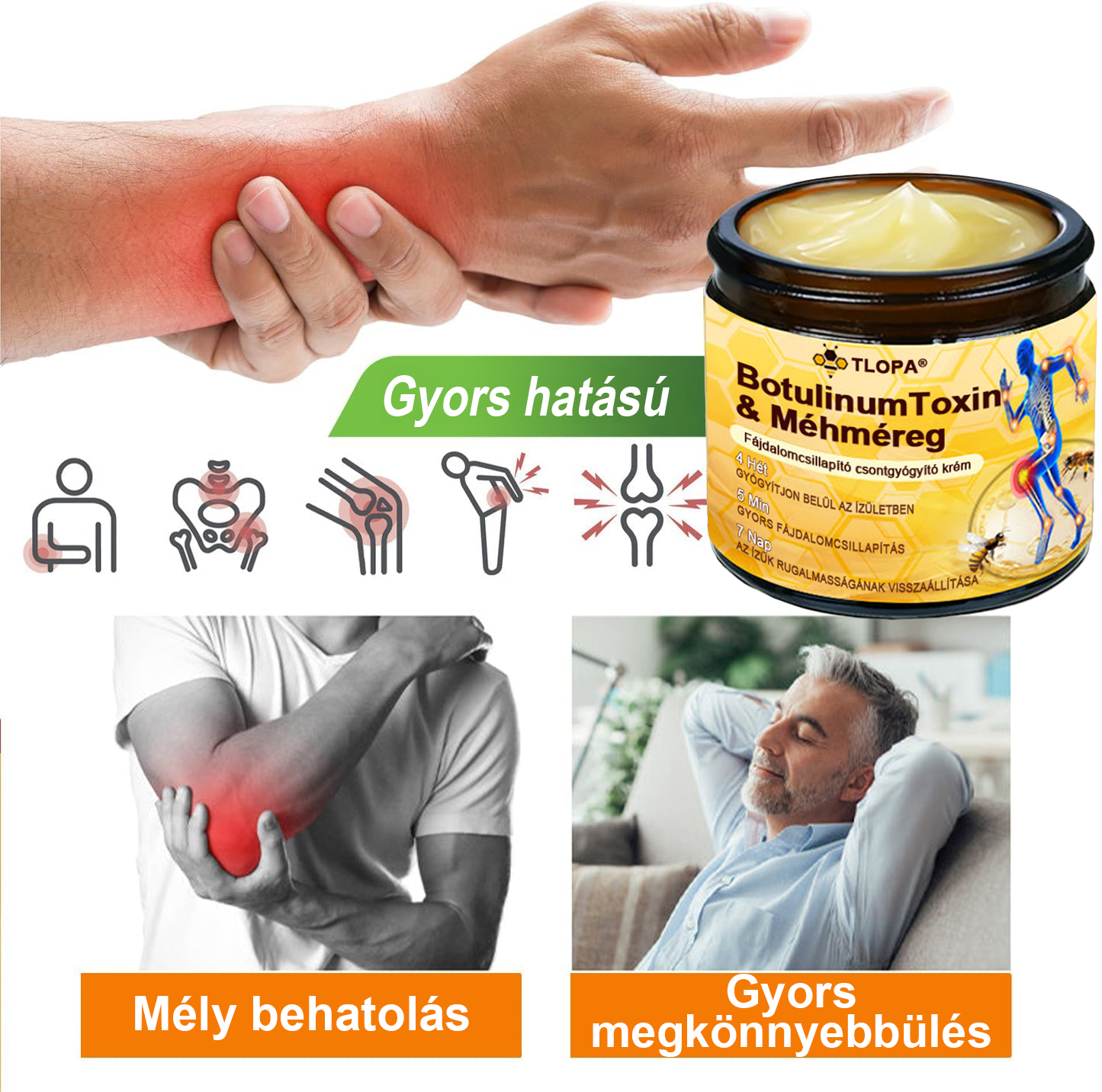 💎TLOPA® Botulinum Toxin és Méhméreg Fájdalomcsillapító Csontgyógyító Krém🐝 🔥(Kifejezetten időseknek & ortopéd szakorvosok ajánlásával)🦴